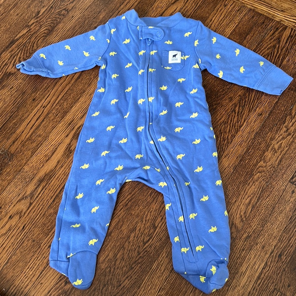 Onesie PJ long sleeve zipper with elephants